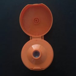 plastic flip top cap with silicone valve and foil line